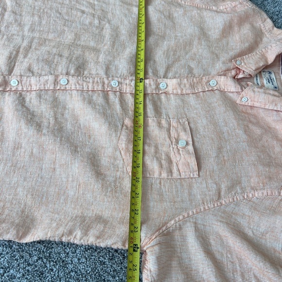 Original Weatherproof Vintage Men’s Washable Linen Orange Half Sleeve Shirt XL - Picture 4 of 9